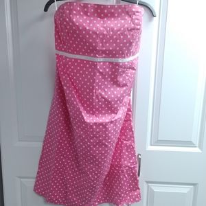 Motherhood Maternity Pink Polka Dot Strapless MATERNITY Dress Size XL